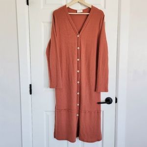 Everly Burnt Orange Button‎ Front Duster Cardigan